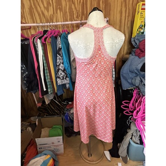PrAna Summer Peach Aztec Print Cali Racerback Dress Built in bra Sz XL Stretch - Picture 7 of 10